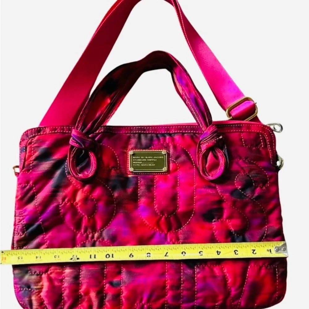 Marc By Marc Jacobs Quilted Pink Red Laptop Bag with Adjustable Strap